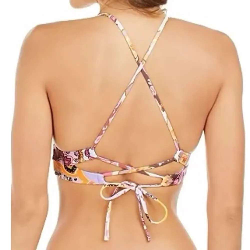Hula Honey LILAC Paisley Bikini Swim Top